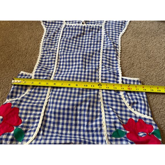 Vintage Nana Lou Gingham Apron Floral Cottagecore Country Prairie Full Apron - Picture 7 of 8